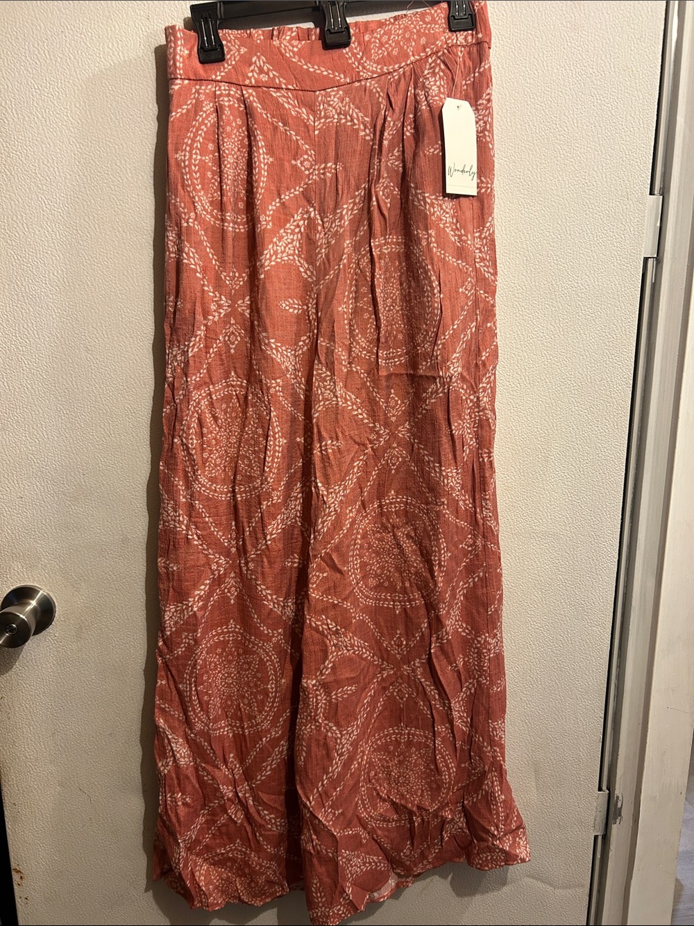 Wonderly Rust-Orange Printed Wide Leg Pants